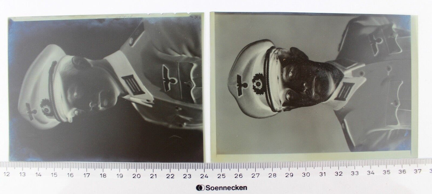 2 Negative Wehrmacht Portrait Negativ WW2 WK Wehrmacht Oberleutnant / Hauptmann - Antikhandel-Stuttgart