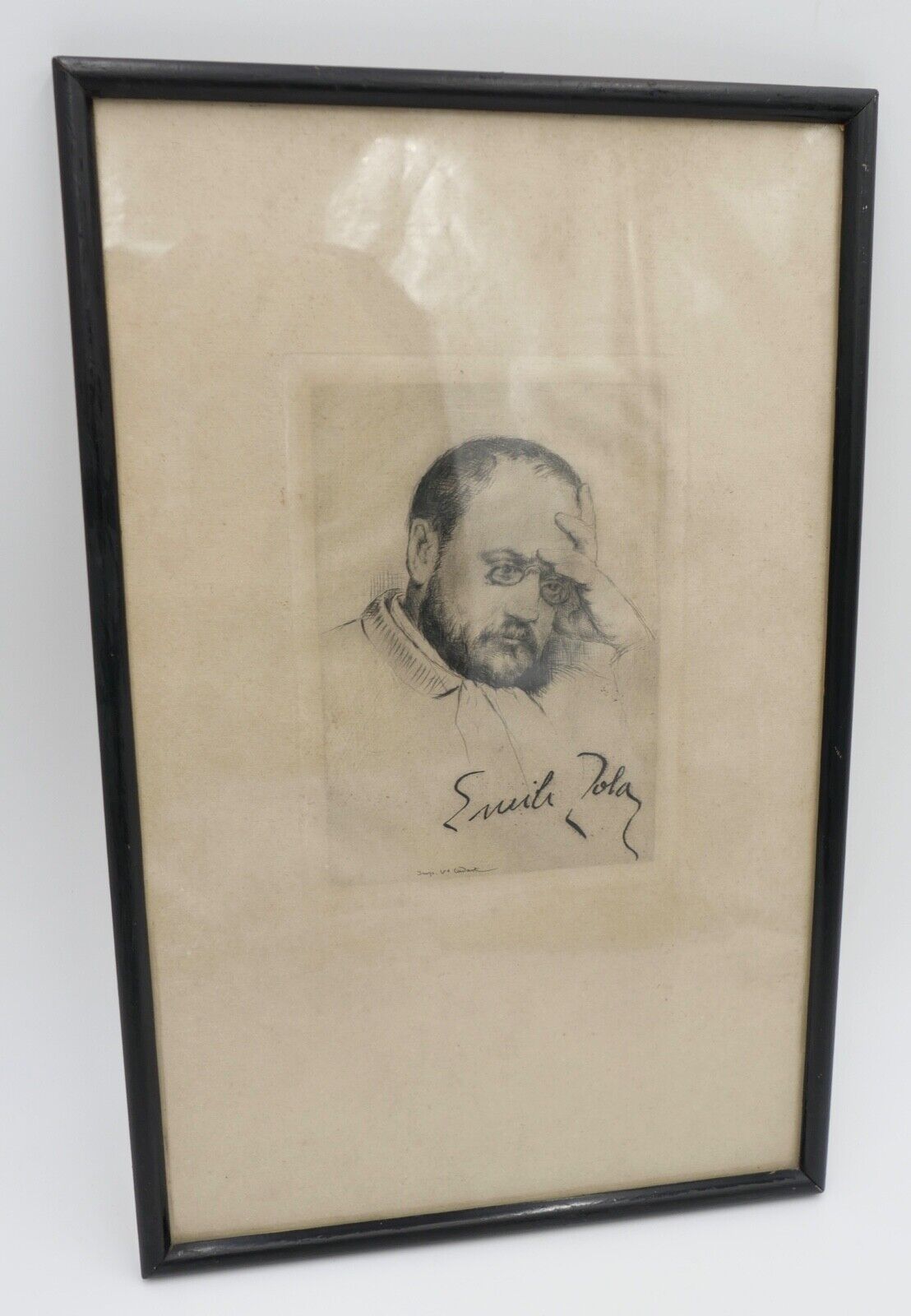 Kopie Émile Zola, mit Unterschrift ( aus dem Leben ); Gustav Courbet - Antikhandel-Stuttgart