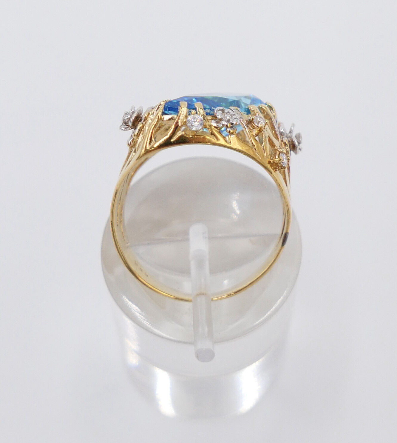 Gelbgold Ring mit Blautopas & Zirkonia 585 14K Gr. 55 im Tropfen Schliff 5,0 Ct - Antikhandel-Stuttgart