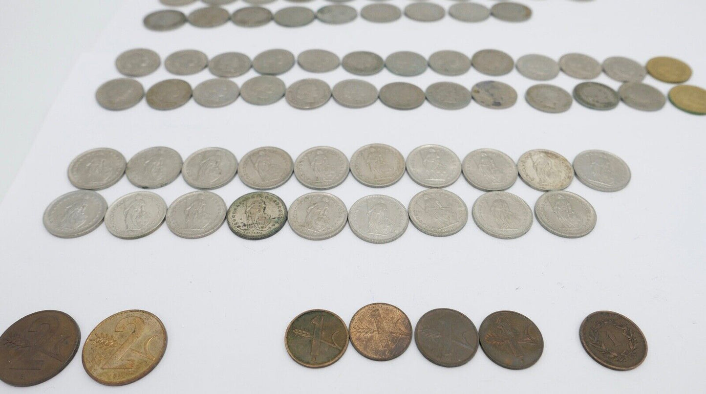 Posten LOT 1/2 Franken 1 2 5 10 20 Rappen teilweise Silber usw. - Antikhandel-Stuttgart