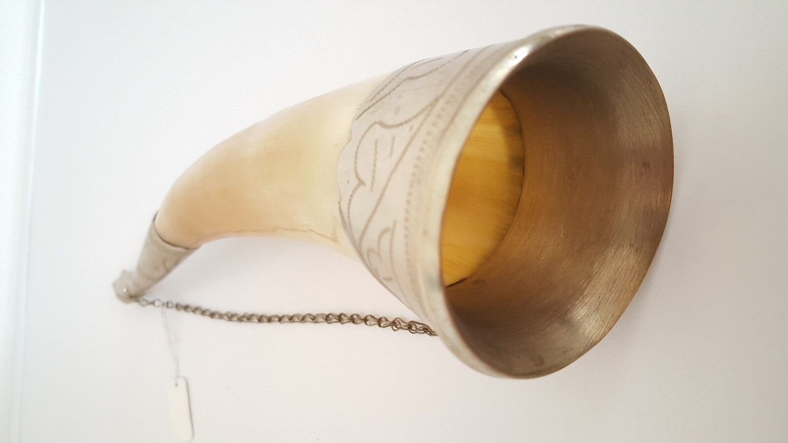 echtes Trinkhorn Methorn Decohorn Horn Füllhorn 24 cm Ø 6,5 cm - Antikhandel-Stuttgart