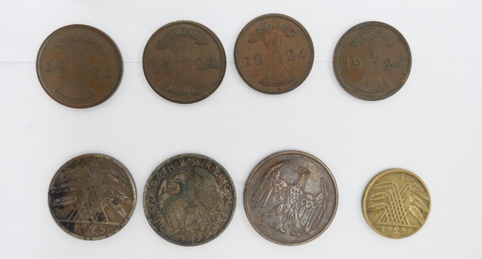 Posten Weimarer Republik 1, 3, 500 Mark 1, 2, 4, 5, 10, 50 Pfennig - Antikhandel-Stuttgart