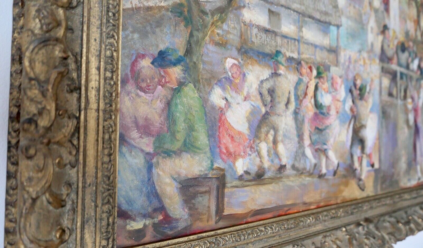 Ölgemälde " Erhard Amadeus Dier " (1893-1969) Wien BAUERNTANZ 95x75cm 1930-40er - Antikhandel-Stuttgart