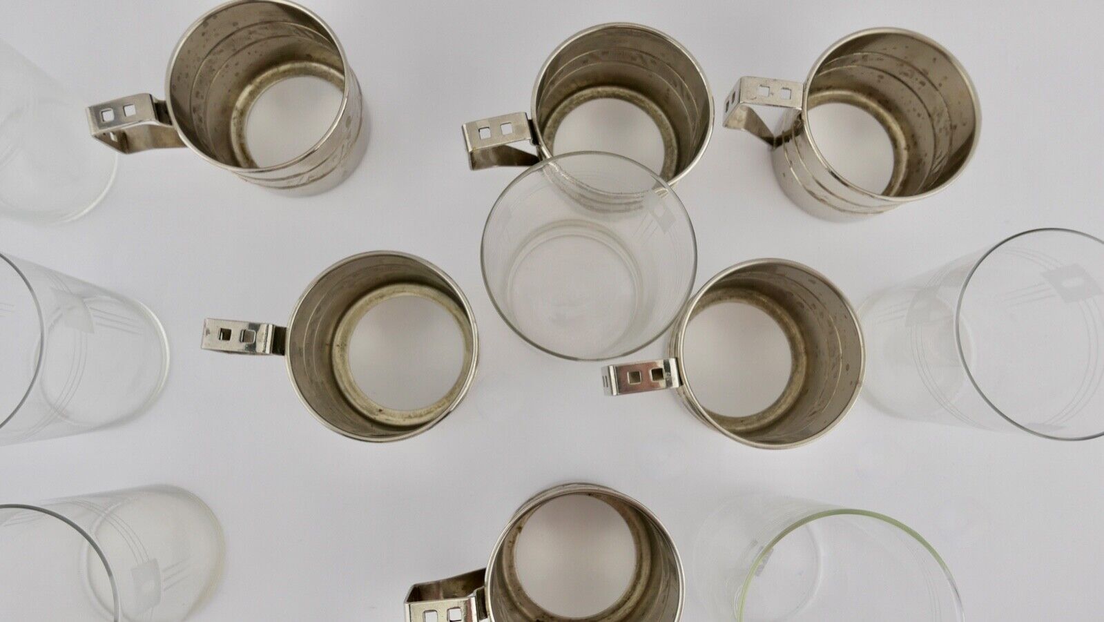 6x Teeglashalter mit Glaseinsatz 50er Jahre - Antikhandel-Stuttgart