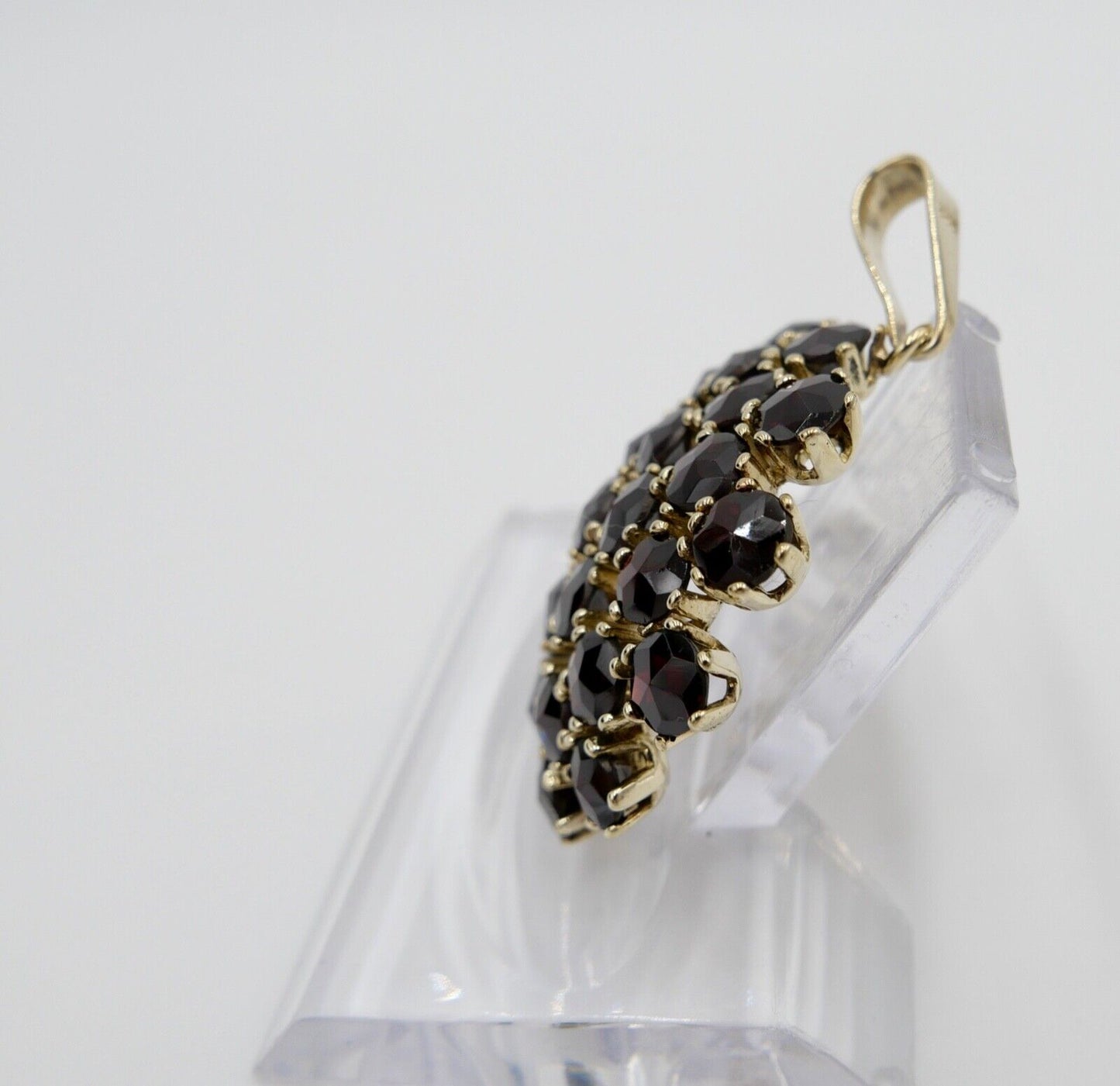 Massiver großer Granat Anhänger 333 / 8K Gold Ø 36mm 1980er Jahren - Antikhandel-Stuttgart