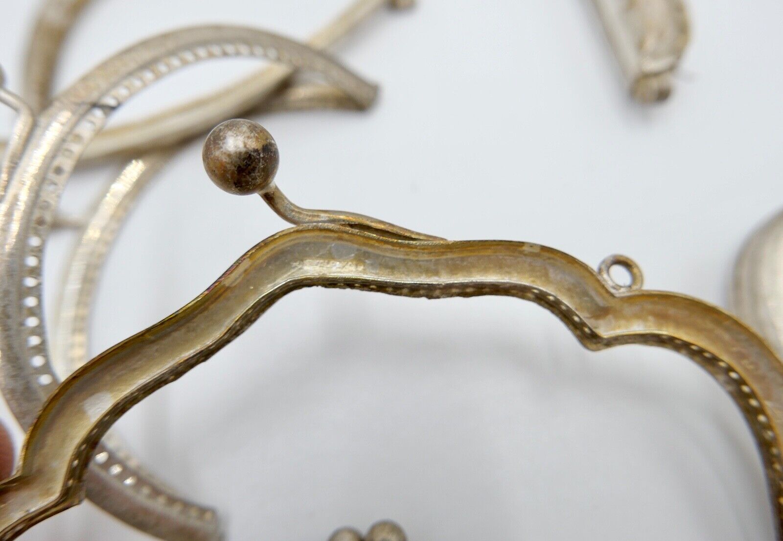 POSTEN alte Kettentasche Geldbeutel Geldbörse Täschchen Theaterasche NEU Alpacca - Antikhandel-Stuttgart