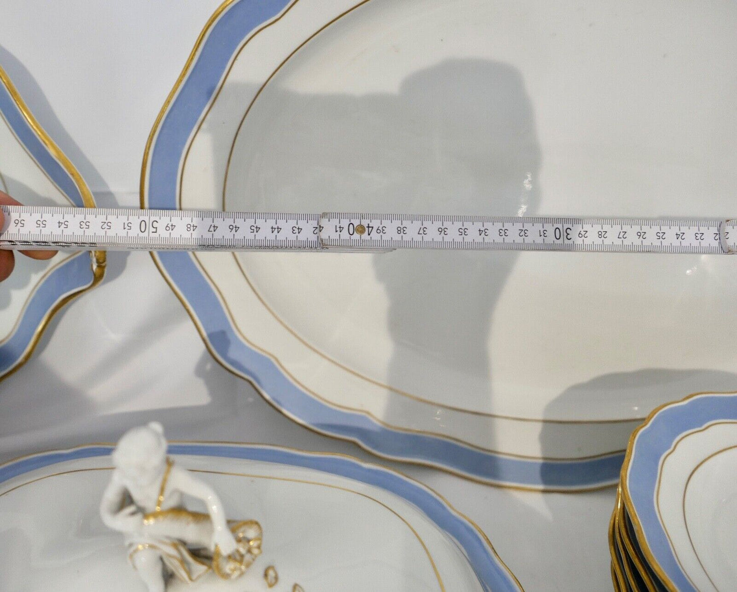 Knaufzeit seltenes Meissen Speiseservice Weiß Blau Gold Putto XXL Platte 1.Wahl - Antikhandel-Stuttgart