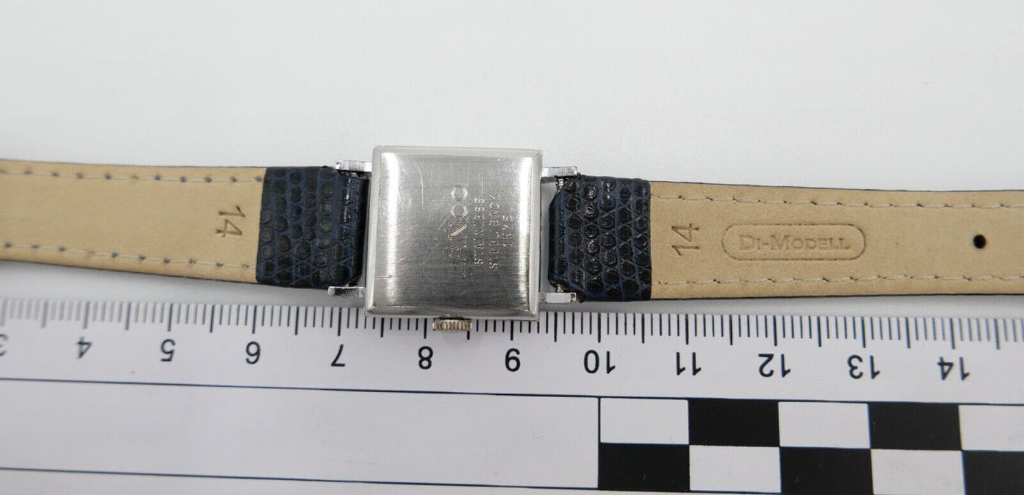 vintage 1960er Jahre LANCO 1575 Damenuhr Cal. 6630 Edelstahl mit neuem Lederband - Antikhandel-Stuttgart