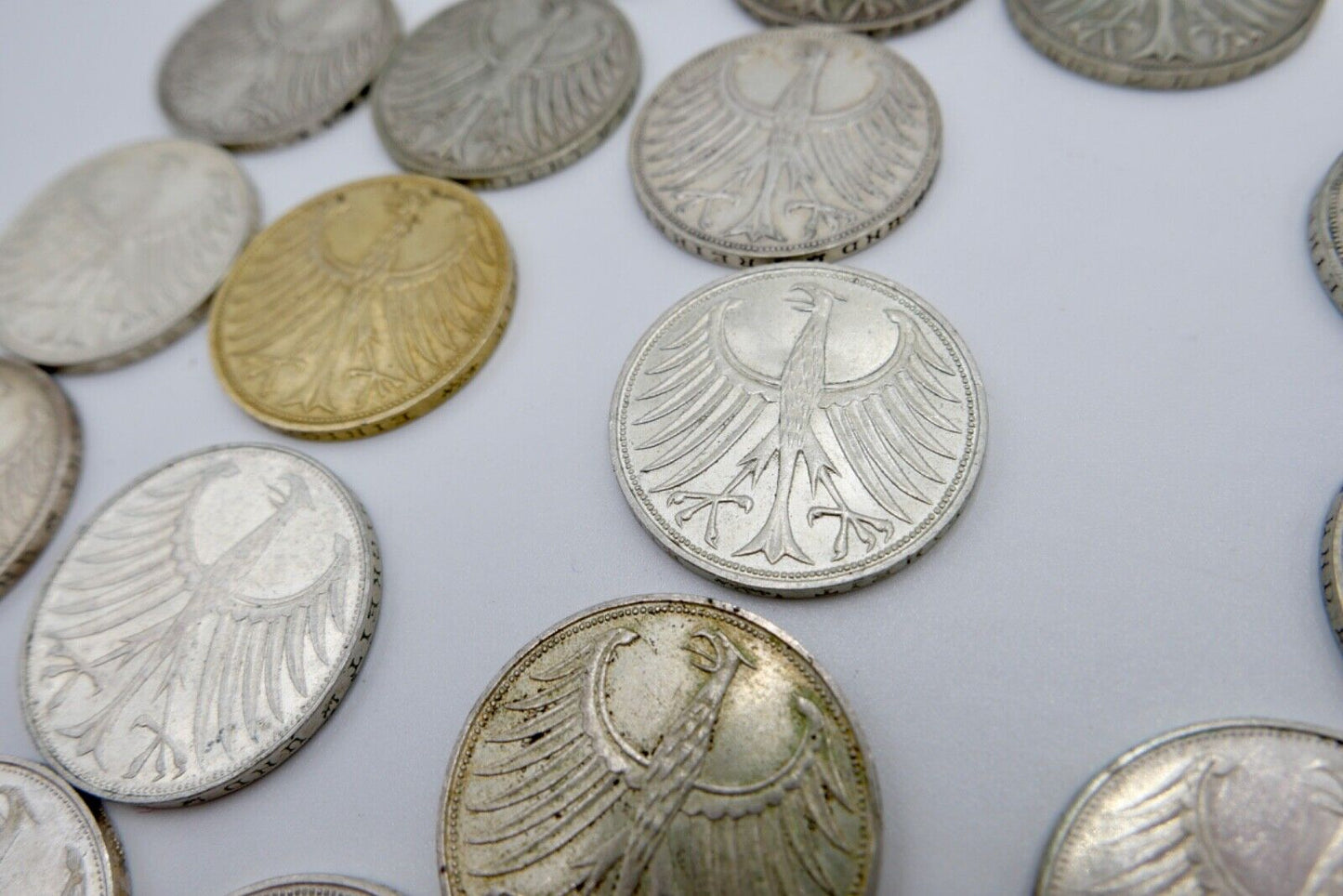 1951-1974 Konvolut LOT 34x 5 DM Silbermünzen J.387 Silberadler PP Heiermann - Antikhandel-Stuttgart