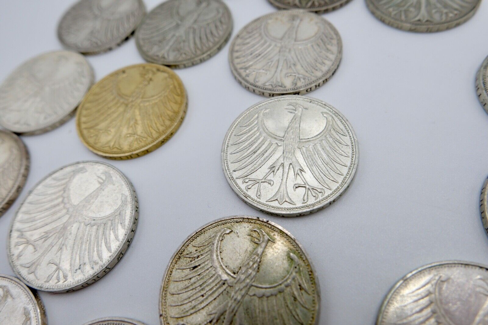 1951-1974 Konvolut LOT 34x 5 DM Silbermünzen J.387 Silberadler PP Heiermann - Antikhandel-Stuttgart