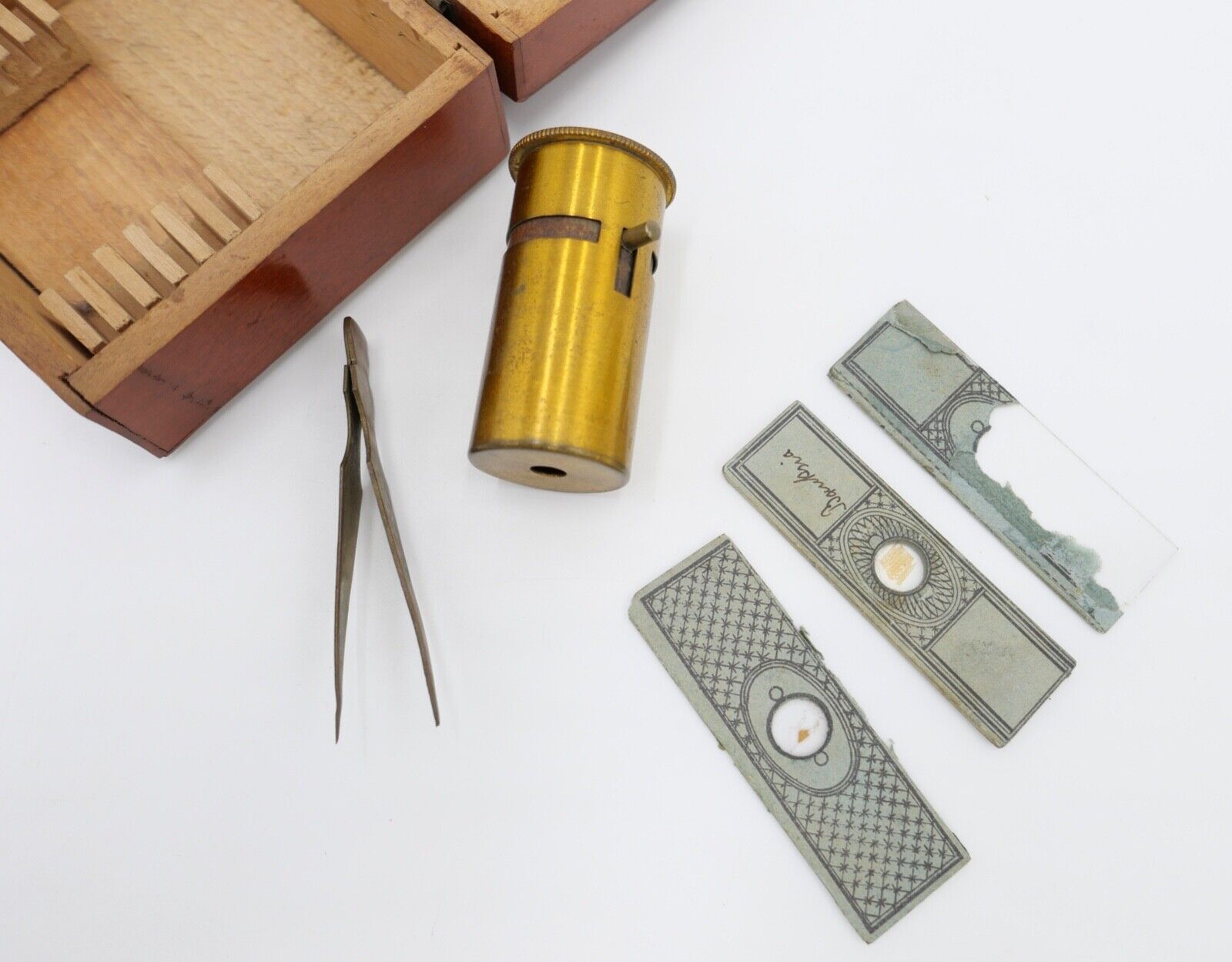 antik um 1880 - 1900 Mikroskop Taschenmikroskop Minimikroskop Reisemikroskop - Antikhandel-Stuttgart