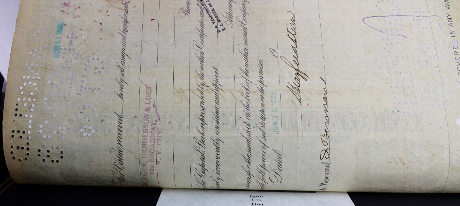 The International Nickel Company 1928 alte USA Aktie Stock Certificate 10 Shares - Antikhandel-Stuttgart