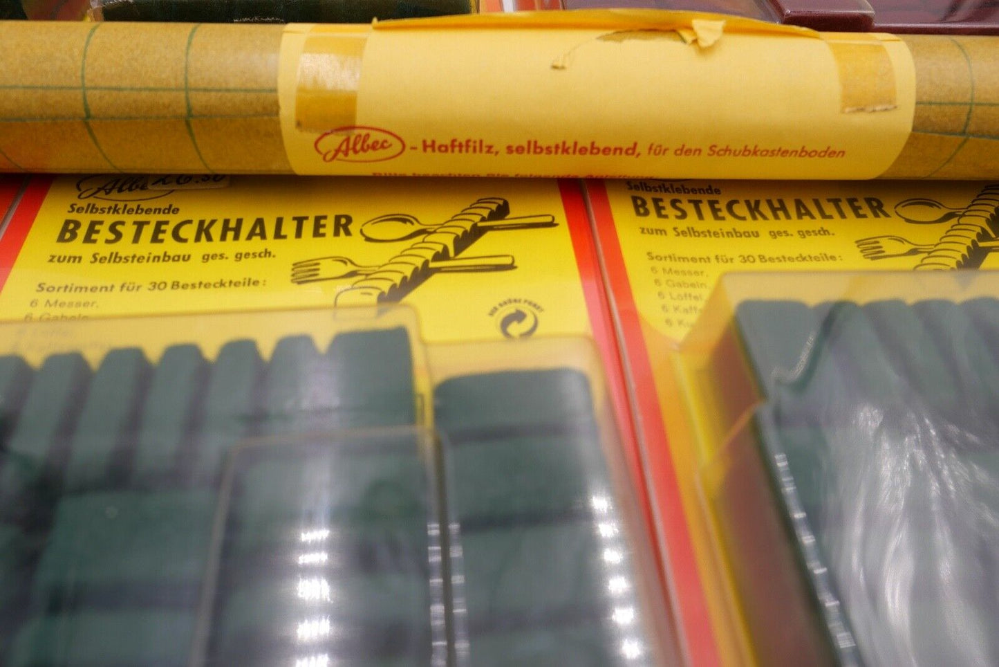 Posten Konvolut Besteckhalter und Filz NEU in OVP Ladenauflösung ALBEC 1980er - Antikhandel-Stuttgart