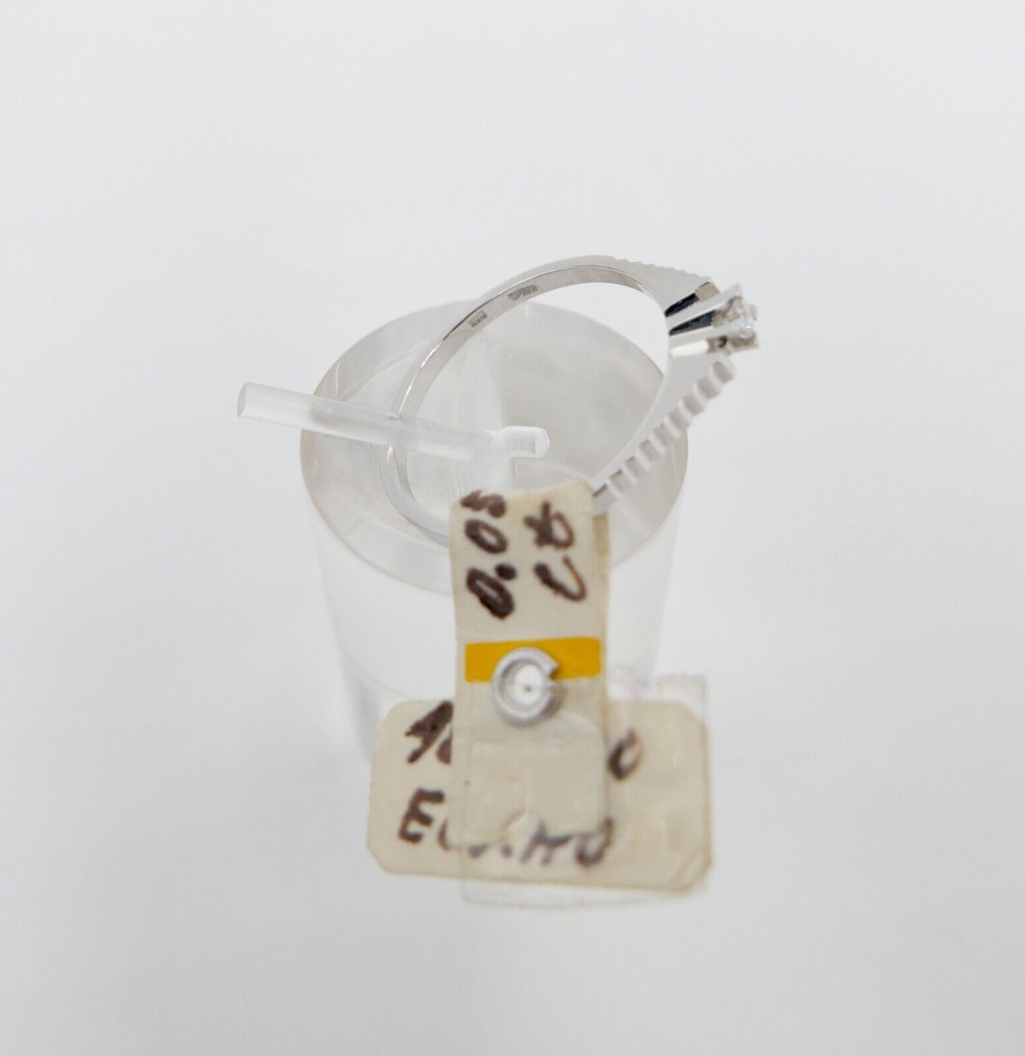 - NEU - 90er Solitär Ring Weißgold Gold 585 14K Brillant 0,05 Ct Gr. 55 56 - Antikhandel-Stuttgart