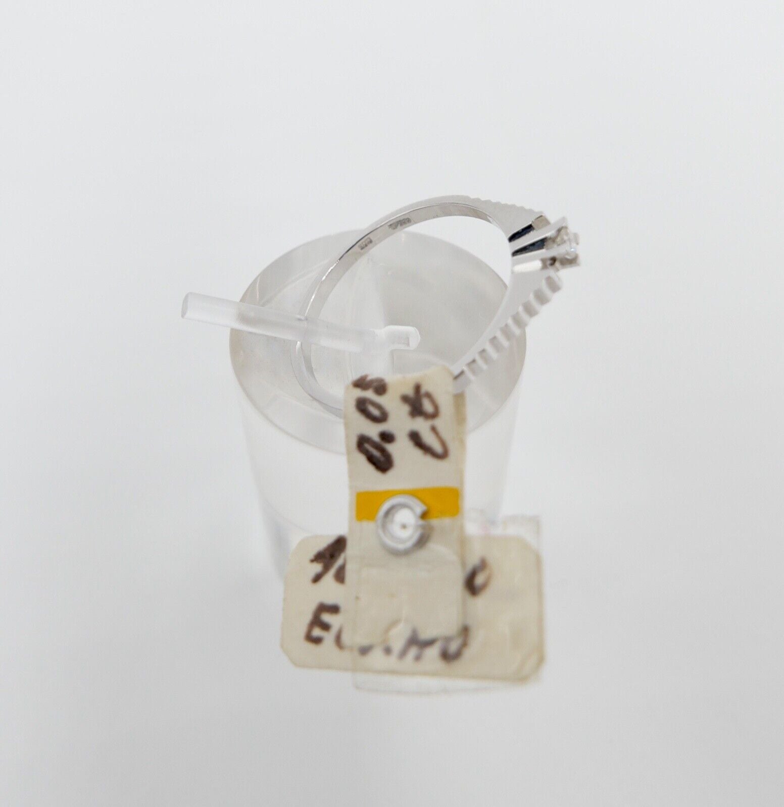 - NEU - 90er Solitär Ring Weißgold Gold 585 14K Brillant 0,05 Ct Gr. 55 56 - Antikhandel-Stuttgart