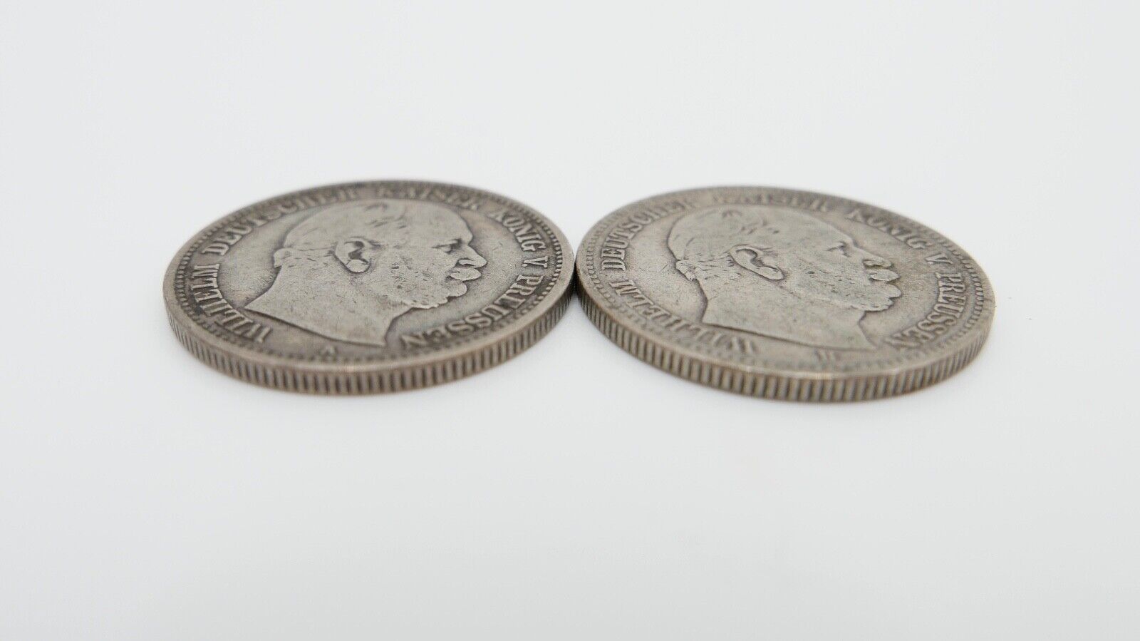 2x 2 Mark 1876 A + B " Wilhelm König von Preussen " ss - vz Jäger J.96 Silber - Antikhandel-Stuttgart