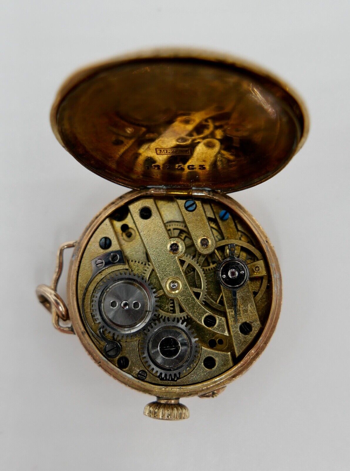 Antike Schweizer Damen Taschenuhr Kettenuhr 585 Gold Floral Emaille OPEN FACE - Antikhandel-Stuttgart