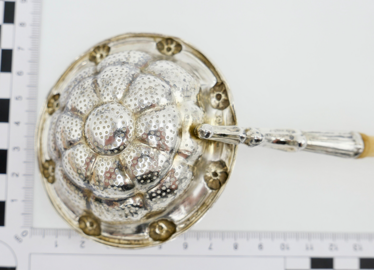 Alter - Antiker Teesieb Siebkelle SILBER 13 LOT vergoldet um 1850 - Antikhandel-Stuttgart