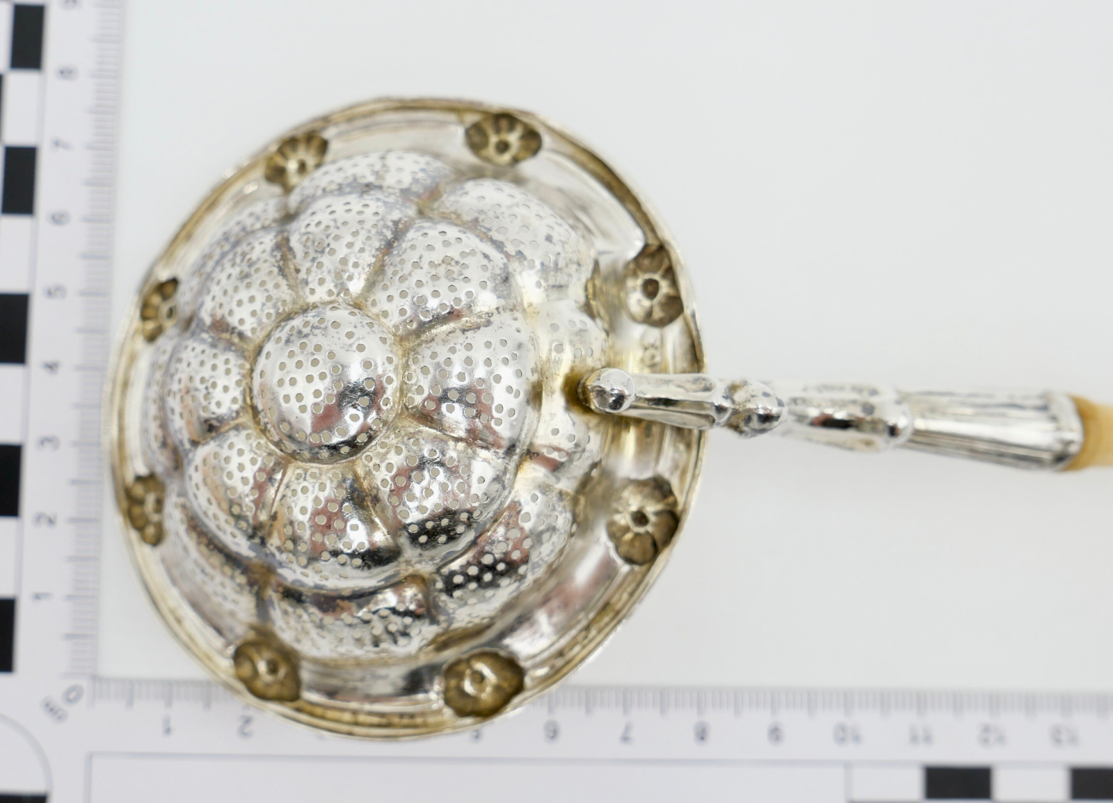 Alter - Antiker Teesieb Siebkelle SILBER 13 LOT vergoldet um 1850 - Antikhandel-Stuttgart