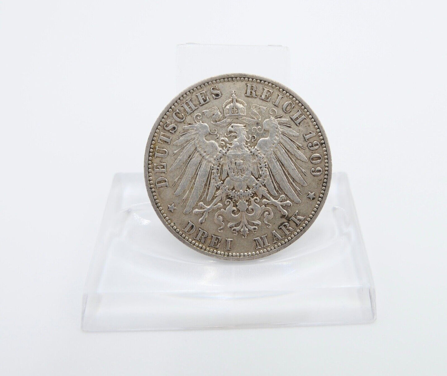 3 Mark 1909 E Jäger J.135 VZ-STG Sachsen Friedrich August III. - Antikhandel-Stuttgart