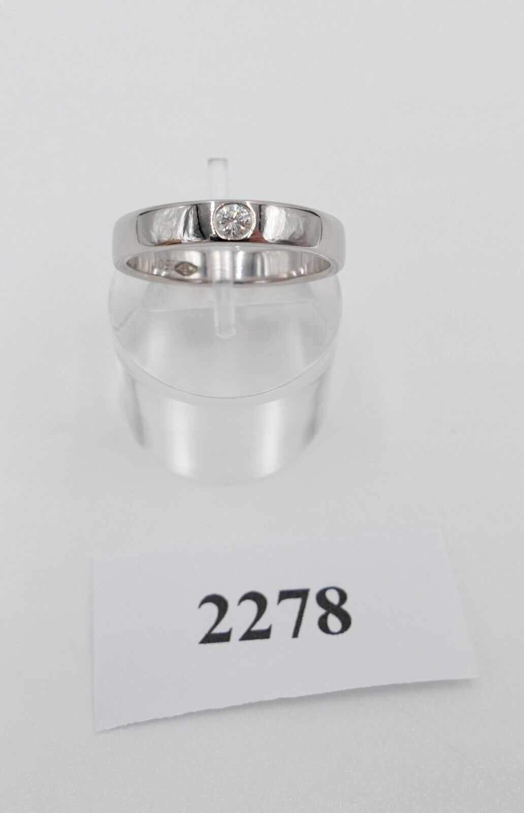 70er Jahre Solitär Weißgold Ring 750 / 18K Gr.59 Diamant / Brillant 0,20Ct EP - Antikhandel-Stuttgart