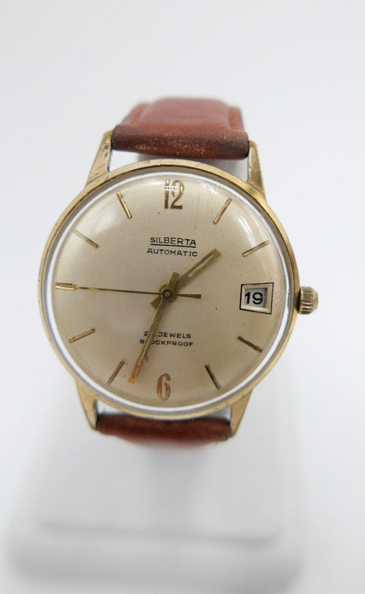 SILBERTA Gold Plated 1970er Jahre Herrenuhr Ø 33 mm Automatic FB197 - Antikhandel-Stuttgart