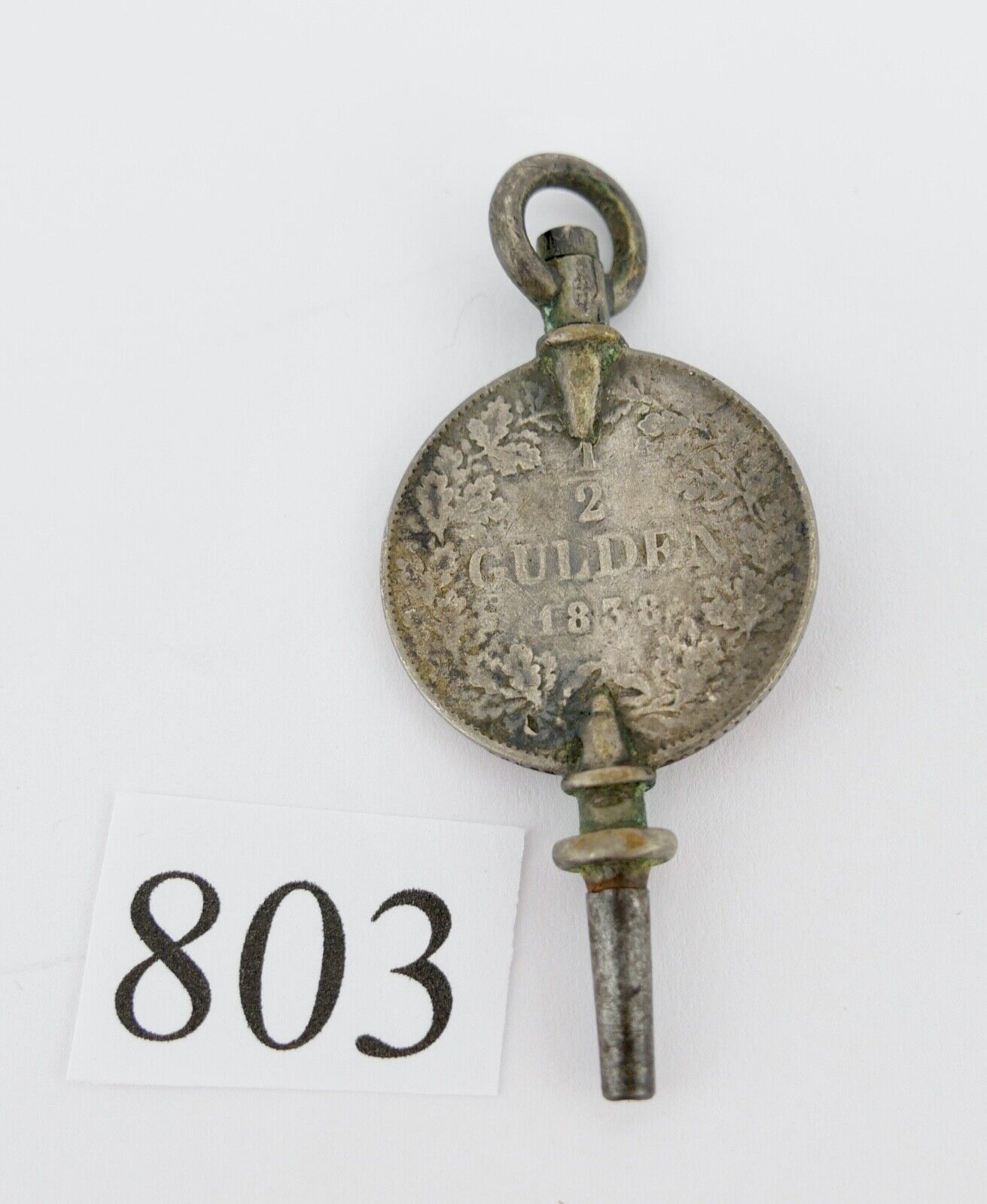 1/2 Gulden 1838 Leopold Baden Taschenuhr / Aufzug Schlüssel Umgearbeitet UNIKAT - Antikhandel-Stuttgart