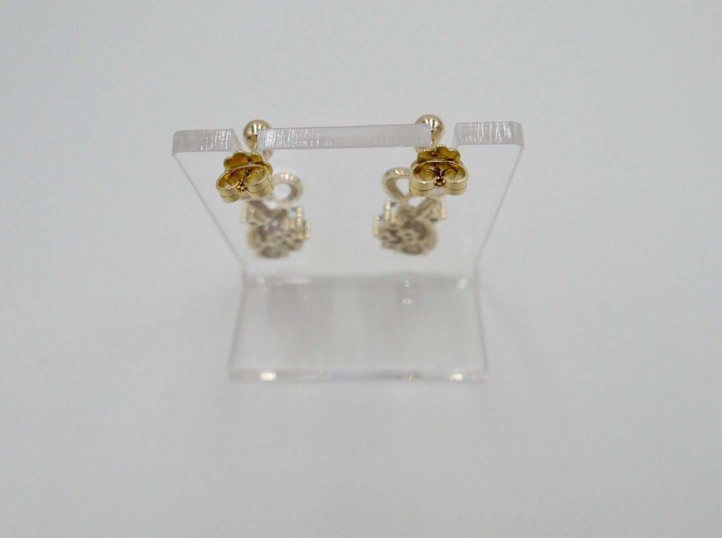 80er Jahre Ohrringe Ohrhänger GOLD 585 / 14K mit Aquamarin und Quarz - Antikhandel-Stuttgart