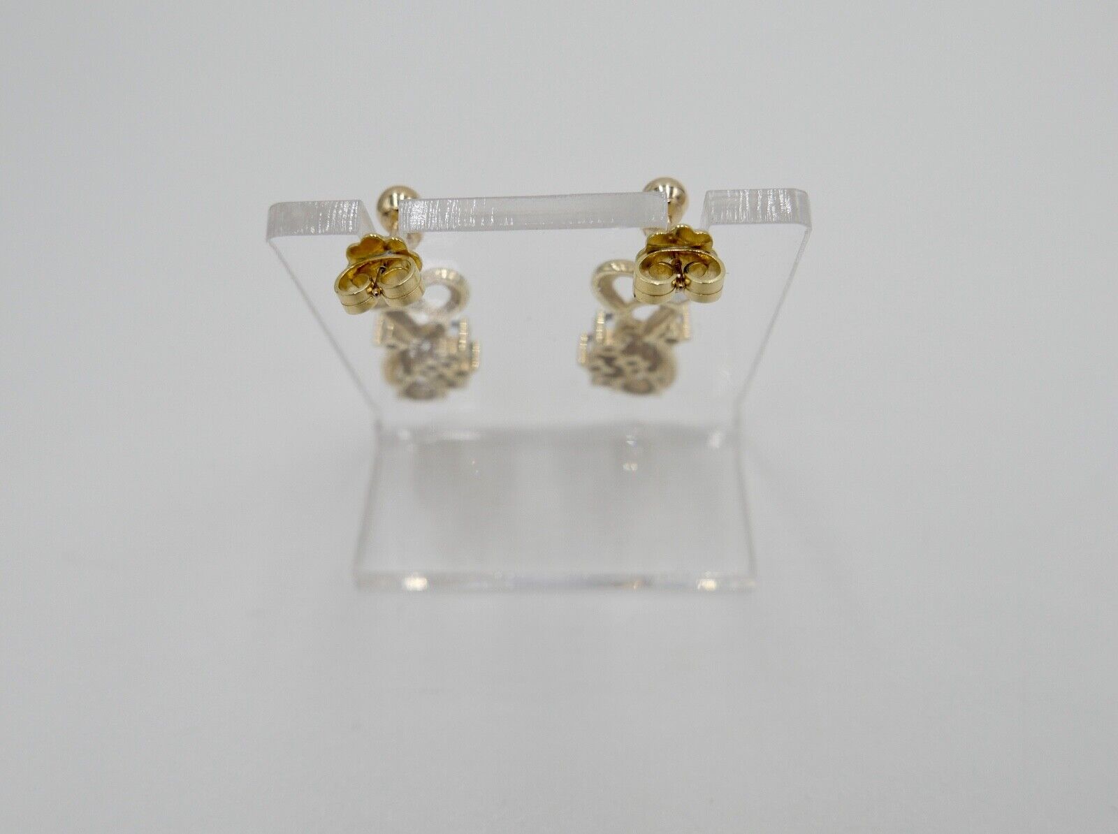 80er Jahre Ohrringe Ohrhänger GOLD 585 / 14K mit Aquamarin und Quarz - Antikhandel-Stuttgart