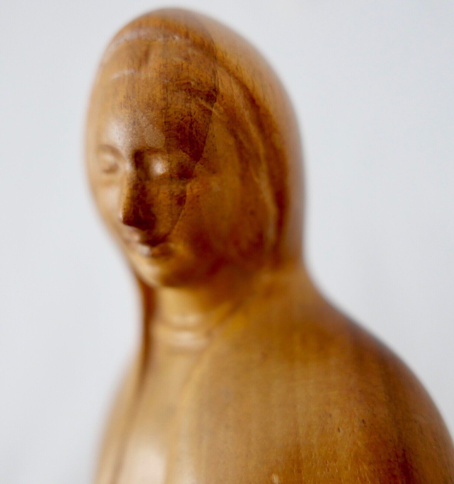 Alte Holzfigur Skulptur EMIL JUNGBLUT 1888-1955 Signiert EJ Religiös " MARIA " - Antikhandel-Stuttgart