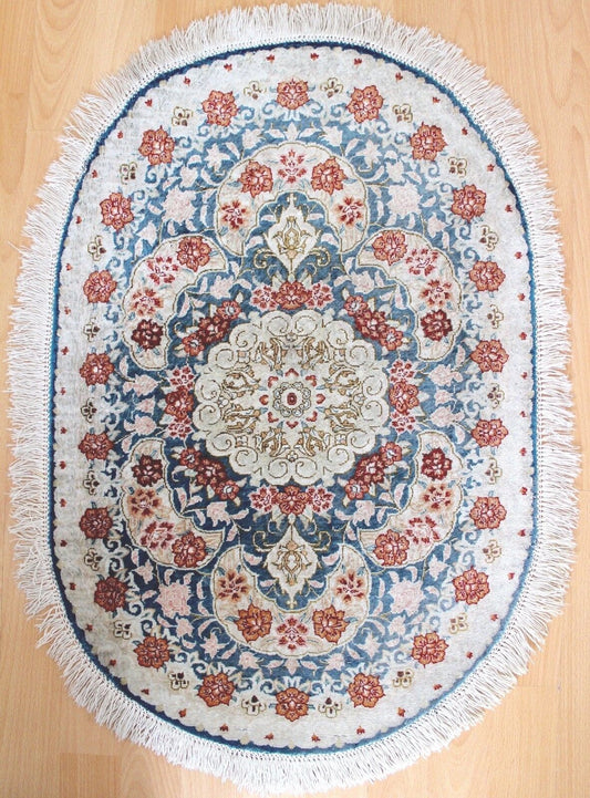 Ghom Orientteppich Perserteppich Seide Handgeknüpft 75x50 cm 1 Mio Knoten Läufer - Antikhandel-Stuttgart