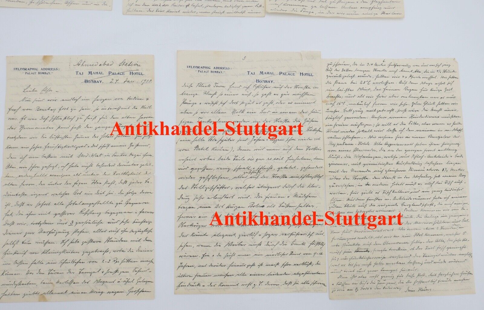 Alte Brief Telegramm Bericht " TAJ MAHAL PALACE HOTEL BOMBAI " 1910 INDIEN - Antikhandel-Stuttgart