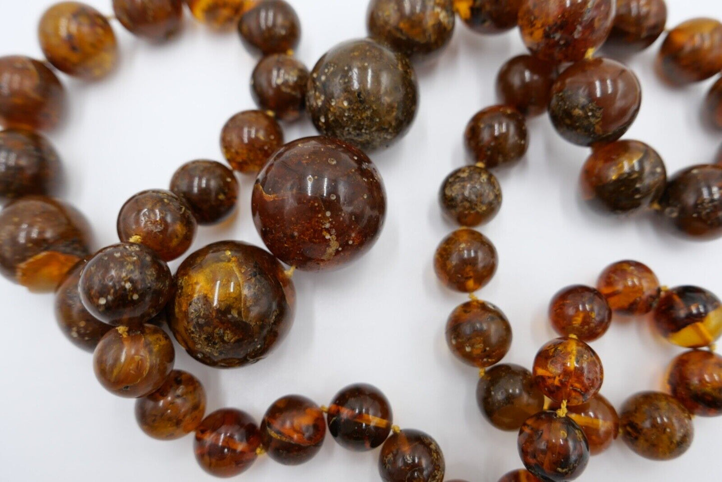 vintage XL Bernstein Kette / Collier / Halskette Kugeln 122 Gramm / 82 cm - Antikhandel-Stuttgart