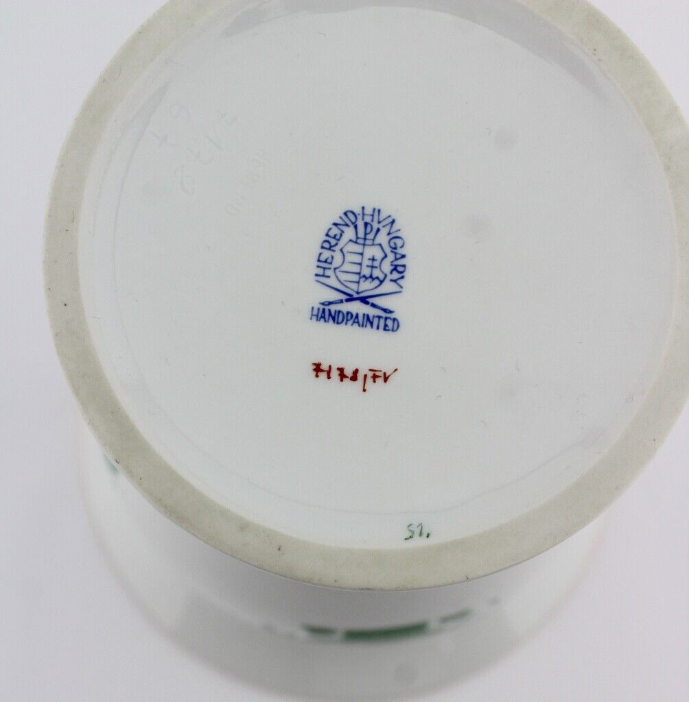 Herend Hungary Porzellan Vase 7178 " Indischer Blumenkorb " Grün 20 cm - Antikhandel-Stuttgart