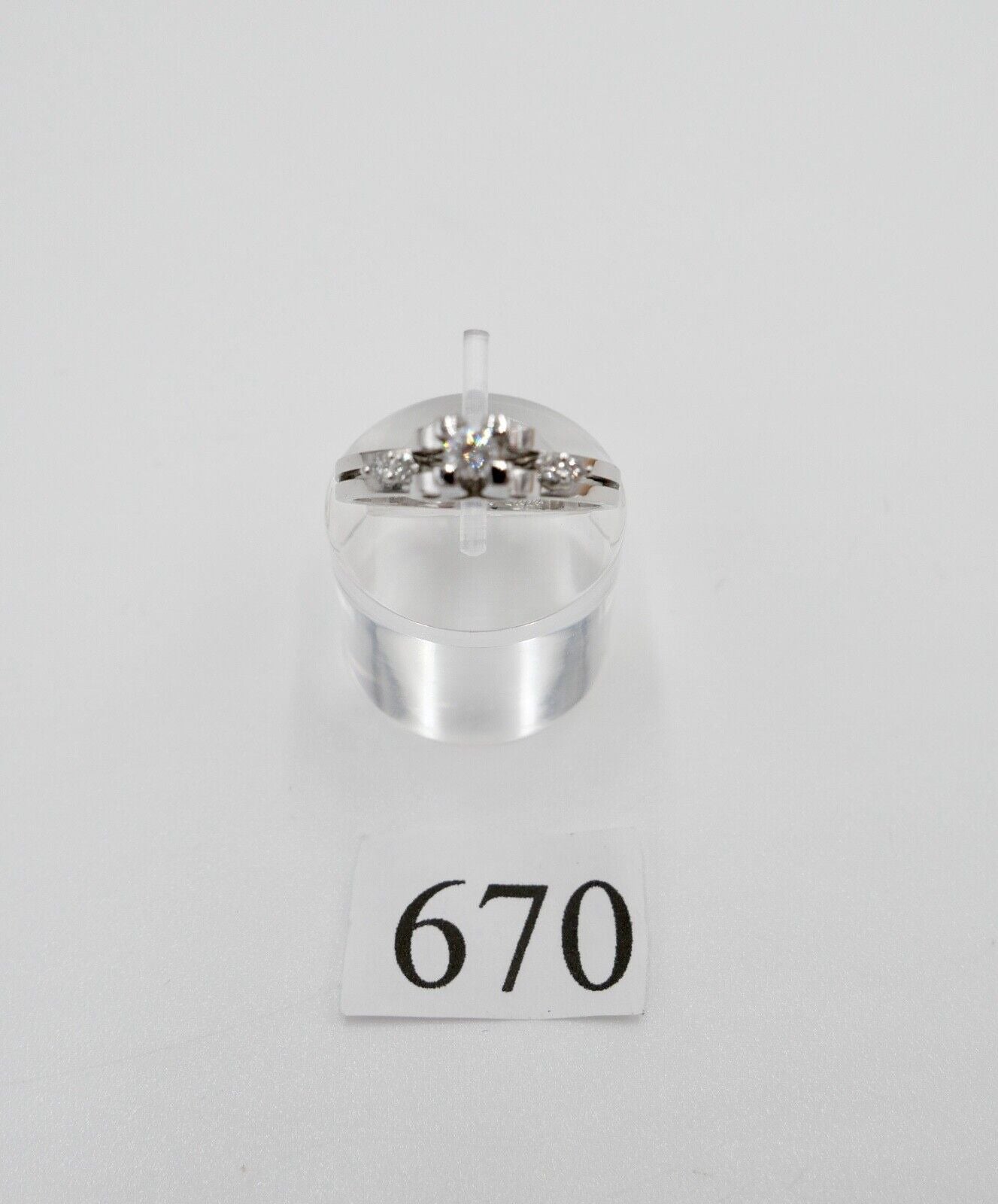 Weiß Gold Ring 585 14K mit 5 Brillanten Diamanten 0,18 Ct Gr. 57 Diamant VVS TW - Antikhandel-Stuttgart