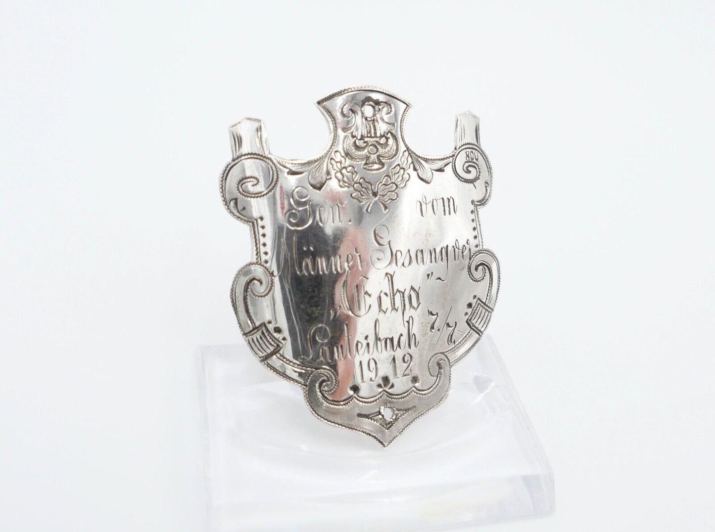 Fahrrad Plakette 1912 Silber 800 Männer Gesangsverein ECHO Lauterbach - Antikhandel-Stuttgart