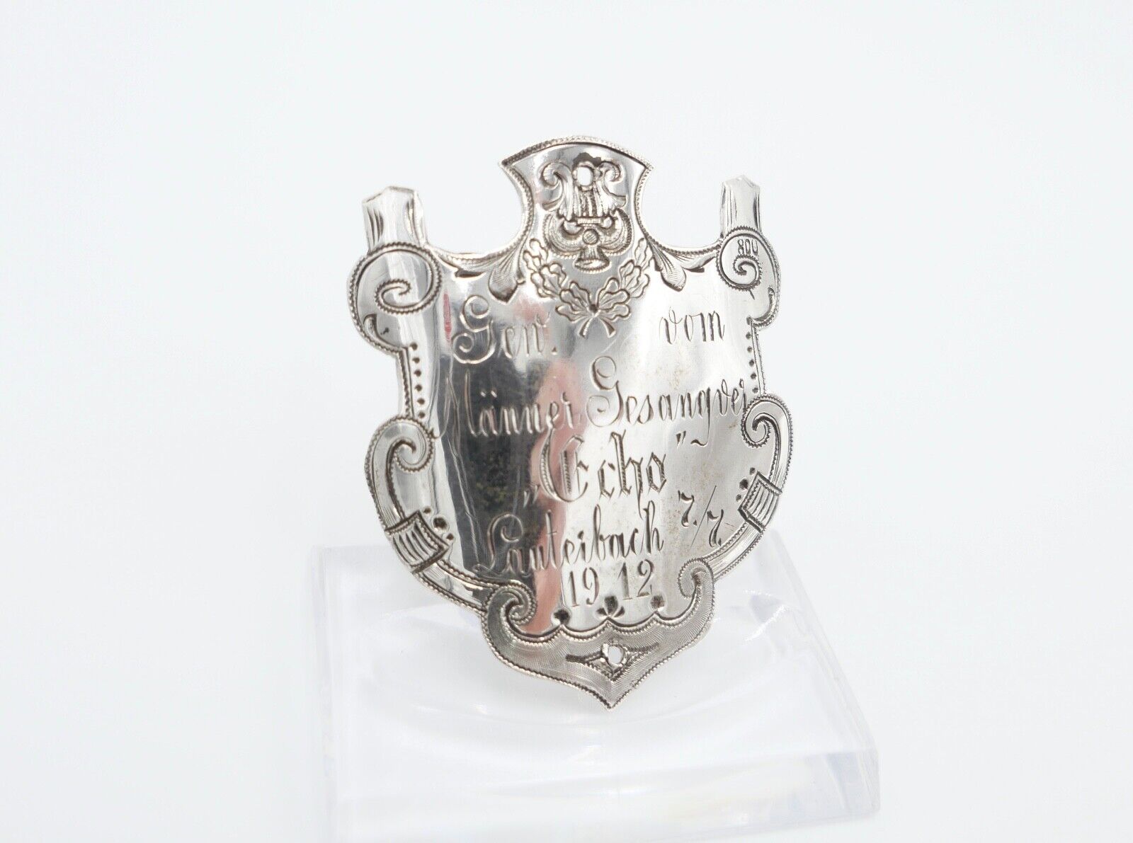 Fahrrad Plakette 1912 Silber 800 Männer Gesangsverein ECHO Lauterbach - Antikhandel-Stuttgart