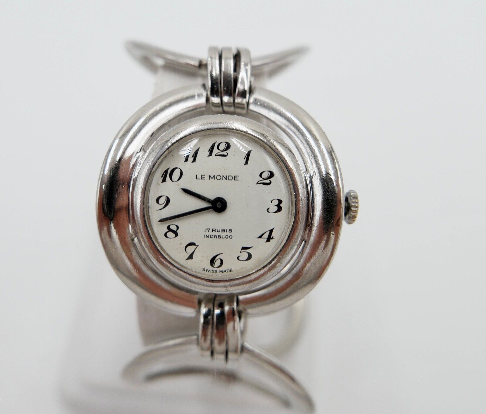 1970er Handaufzug LE MONDE Damen 925 Silber Uhr 45,9 Gr - Antikhandel-Stuttgart