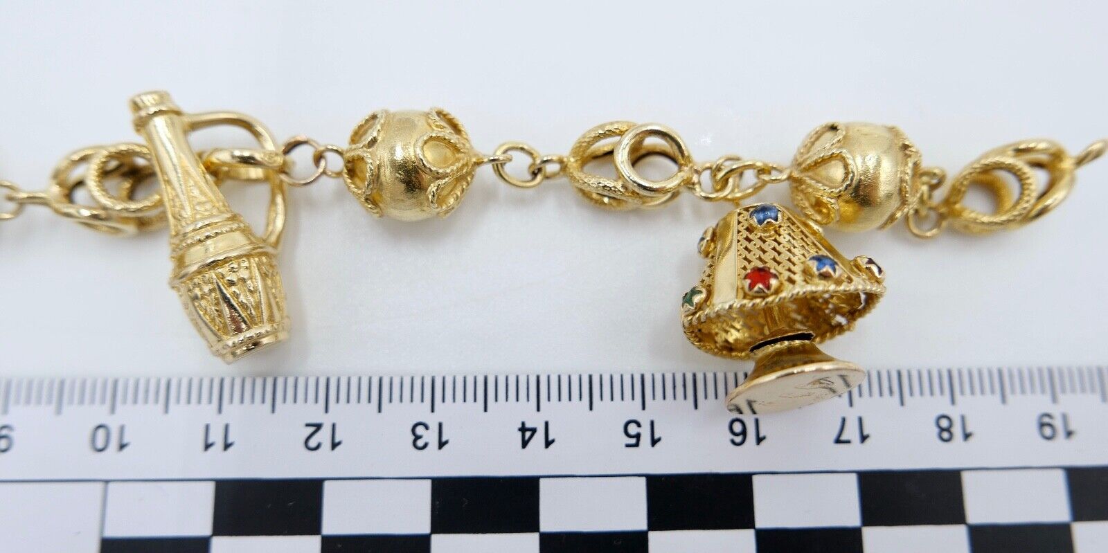 seltenes Bettelarmband Gold Armband 750 / 18K mit bunten Edelsteinen UNOAERRE - Antikhandel-Stuttgart