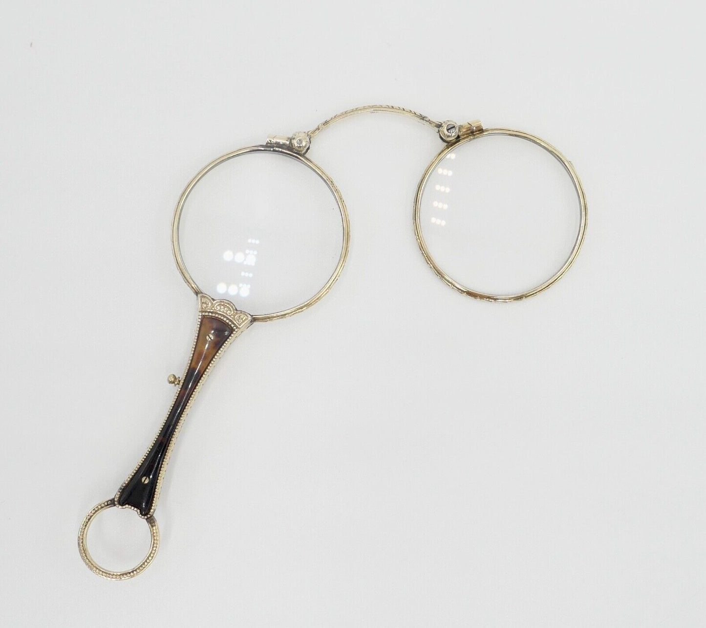 antike 1900 J.W. Lorgnette Lorgnon Stielbrille Lesehilfe Schaumgold vergoldet - Antikhandel-Stuttgart