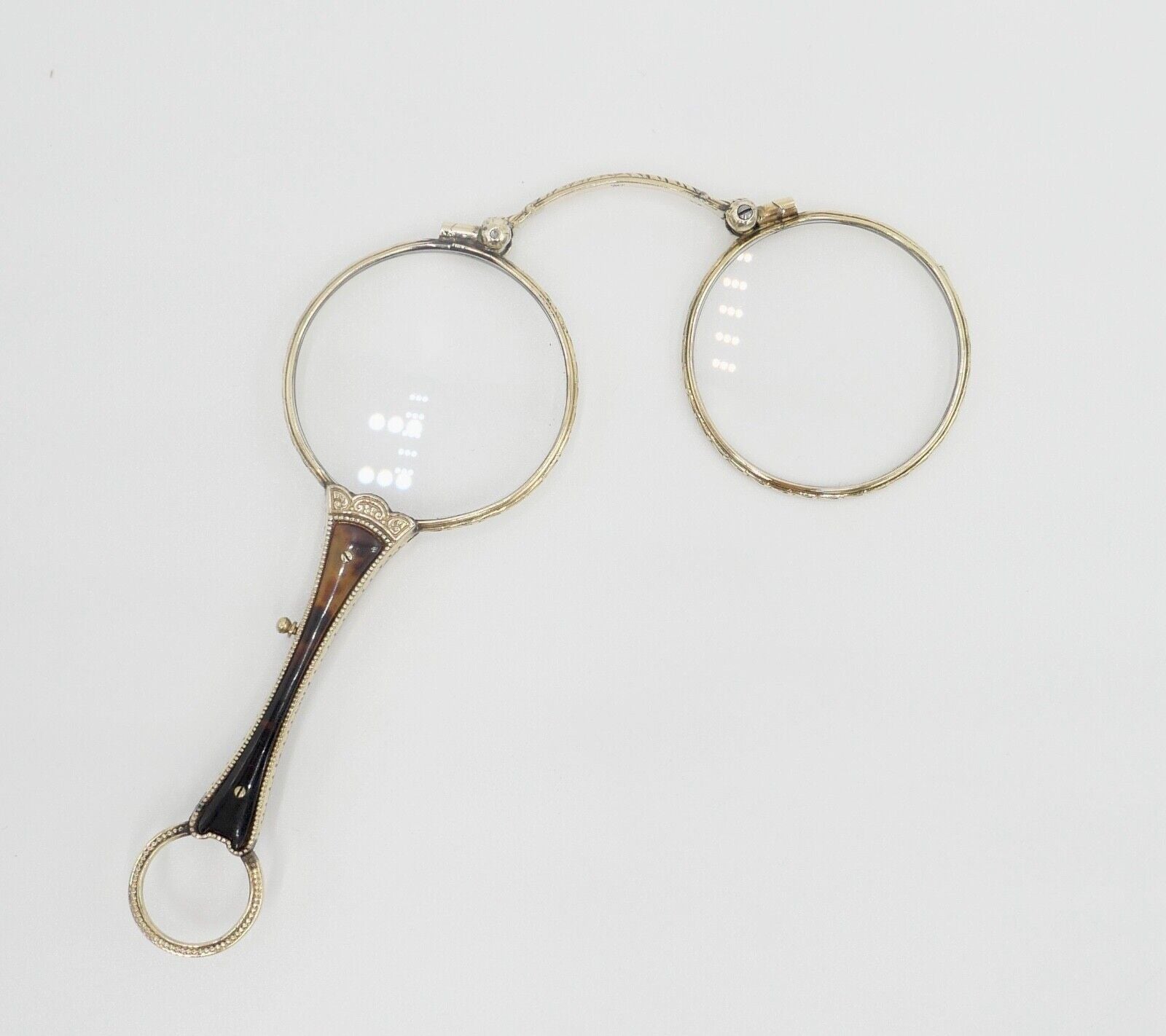 antike 1900 J.W. Lorgnette Lorgnon Stielbrille Lesehilfe Schaumgold vergoldet - Antikhandel-Stuttgart
