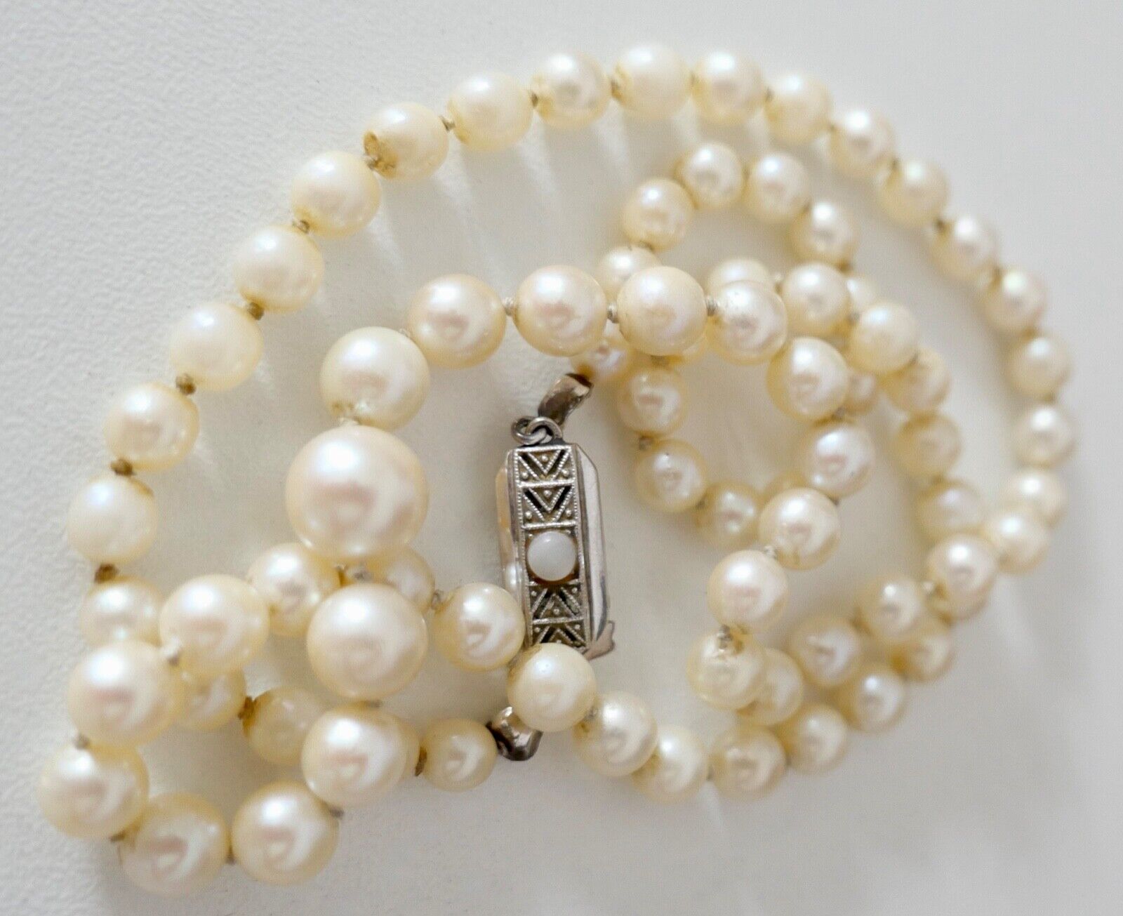 Perlenkette Collier AKOYA ZUCHTPERLE Gold 585 / 14K pearl Ø 4,6 bis 8,3 mm 51 cm - Antikhandel-Stuttgart