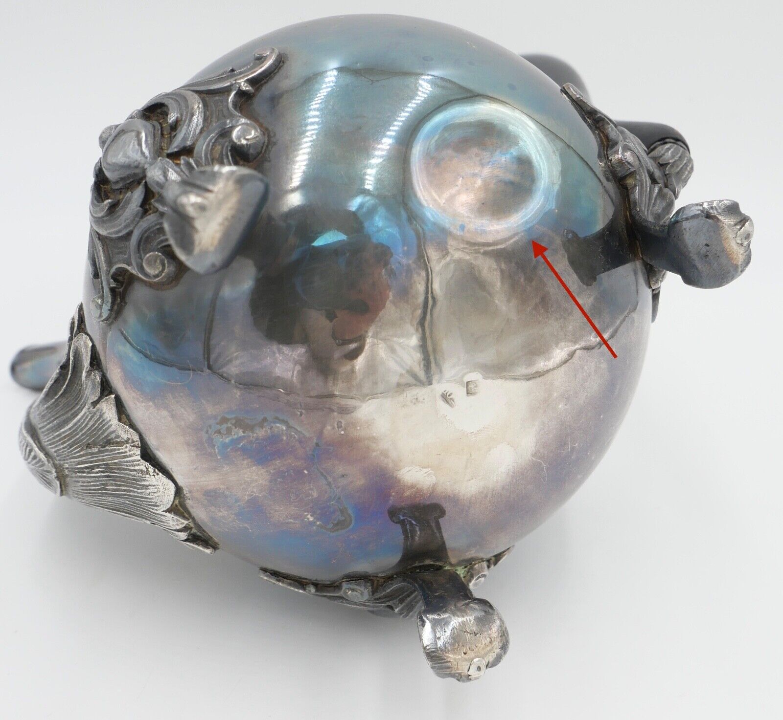 alte schöne florale Teekanne versilbert Double - Antikhandel-Stuttgart