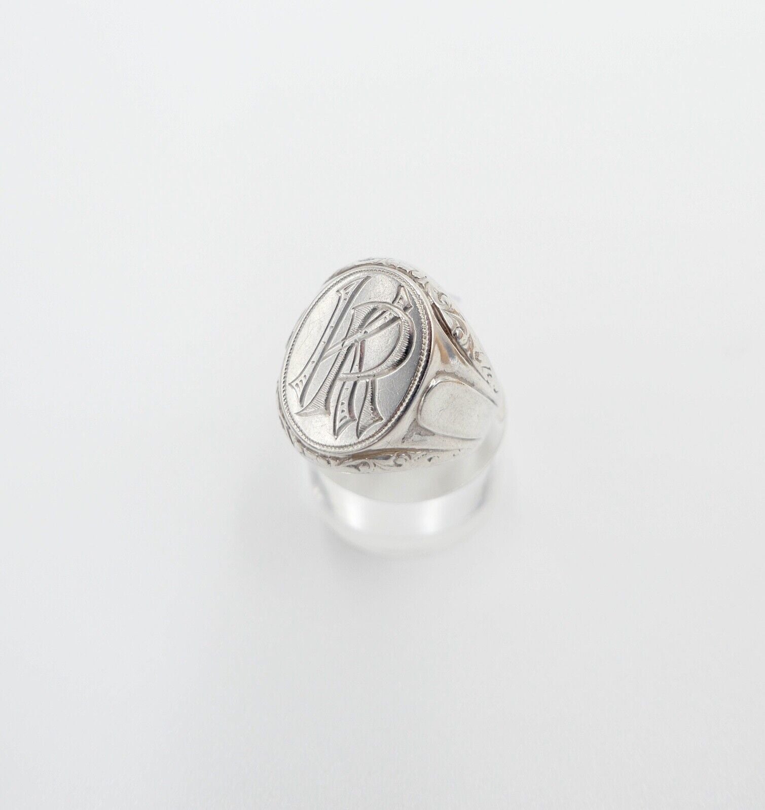 ART DECO Siegelring Monogramm KR Herrenring Ring 835 Silber Gr. 63 - Antikhandel-Stuttgart