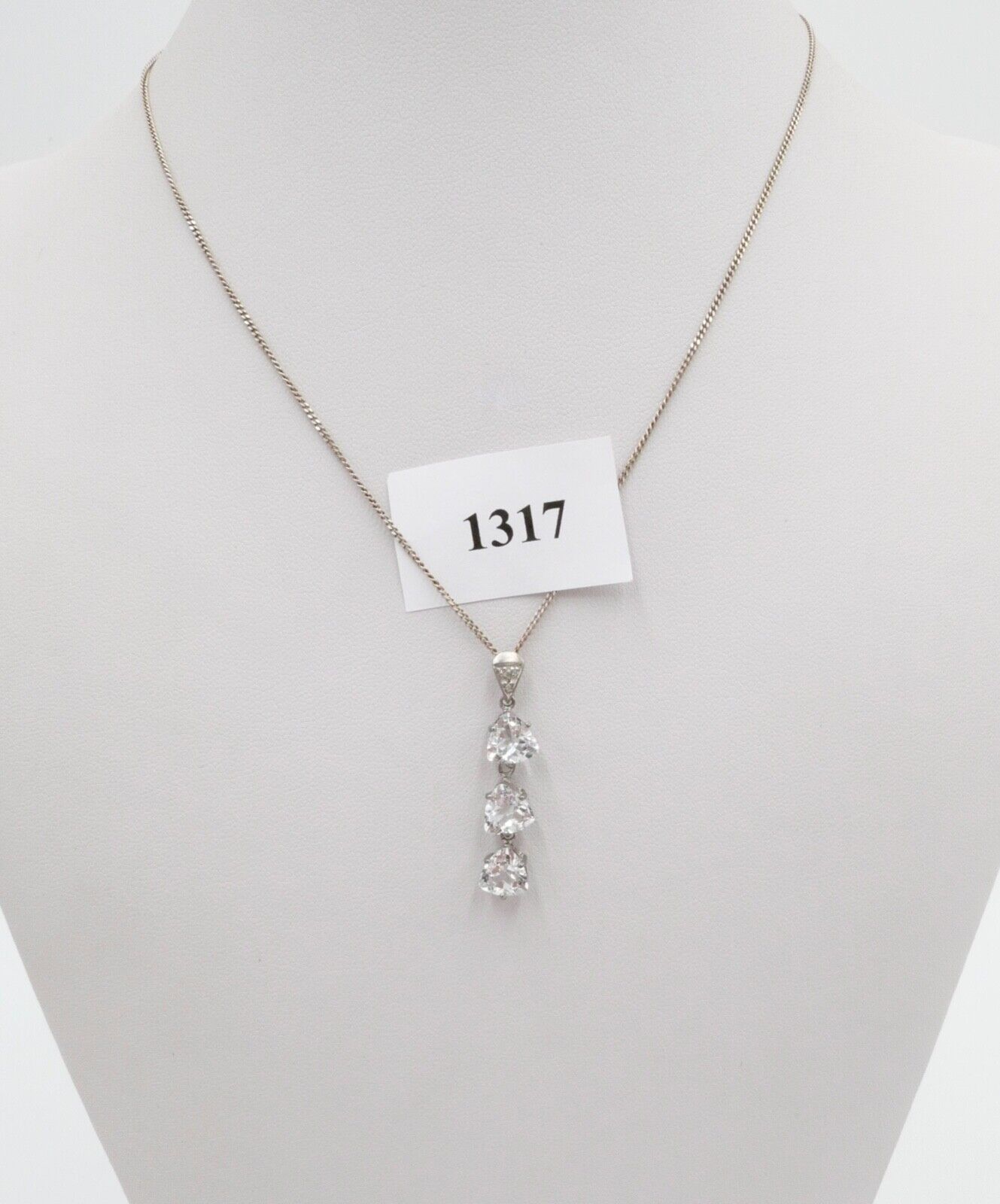 alt 925 Silber Anhänger mit Topas und Diamanten vintage - Antikhandel-Stuttgart