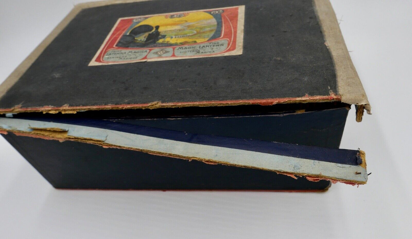 Laterna Magica GBN Gebrüder BING Nürnberg Karton 37 Glasbilder OVP 1910 Zubehör - Antikhandel-Stuttgart