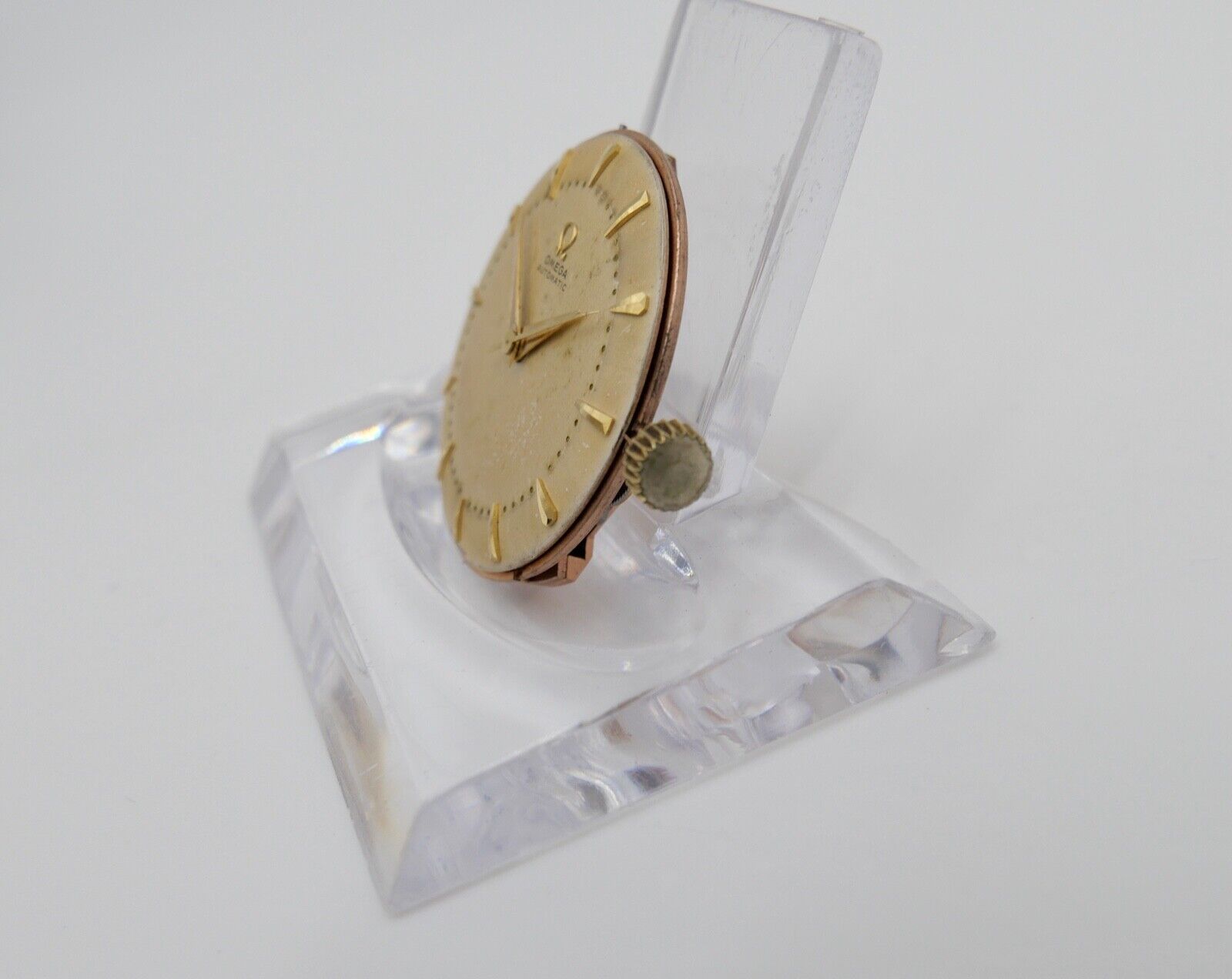 LÄUFT Omega Cal. 354 Autom Uhrwerk Ziffernblatt Zeiger Krone voll funktionsfähig - Antikhandel-Stuttgart