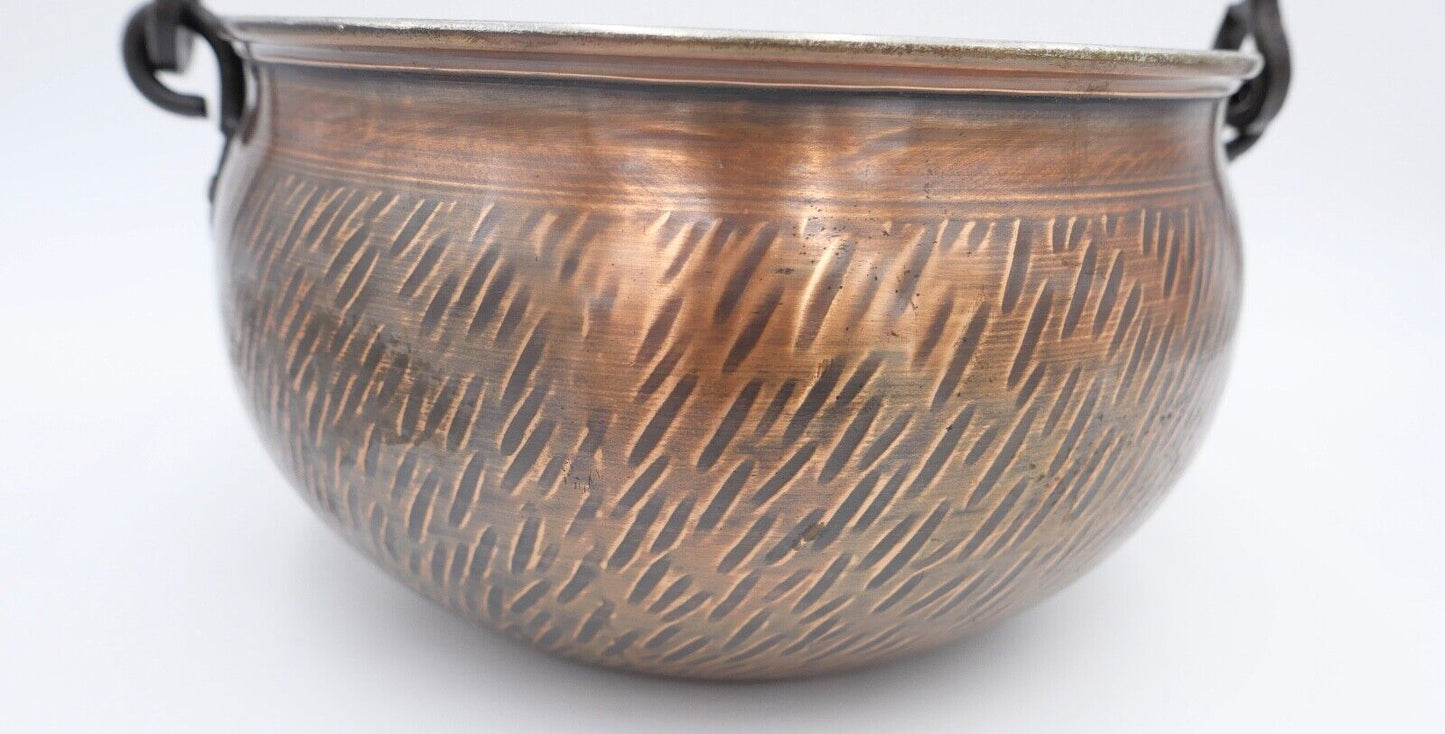 Wagner West Germany Kupfer Blumentopf Hängetopf Topf Kübel mit Henkel - Antikhandel-Stuttgart