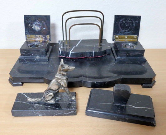 antike Schreibtischgarnitur aus Marmor - Antikhandel-Stuttgart