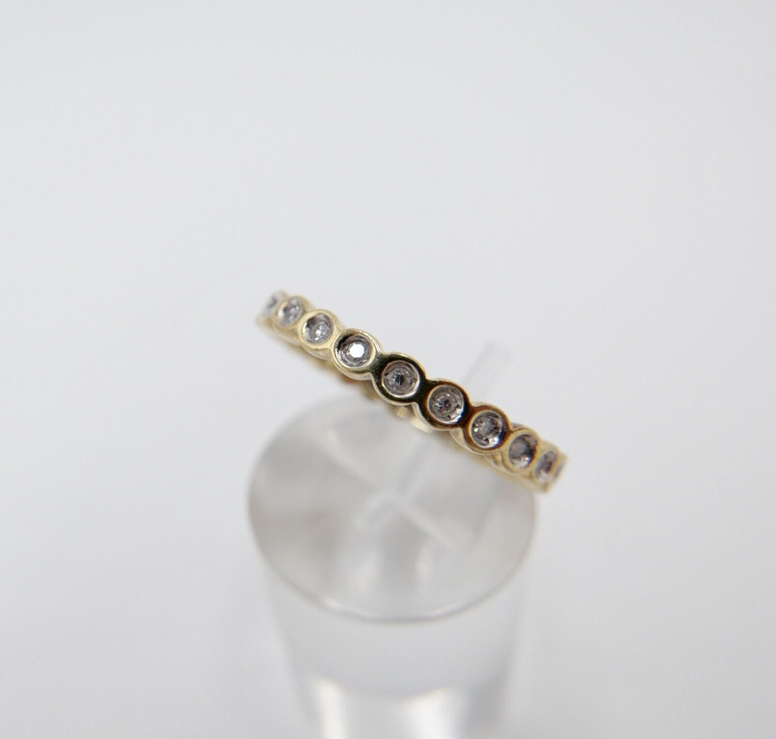 90er Jahre Memory Ring Memoirering Gelbgold Gold 585 14K Zirkonia 0,96 Ct Gr. 60 - Antikhandel-Stuttgart
